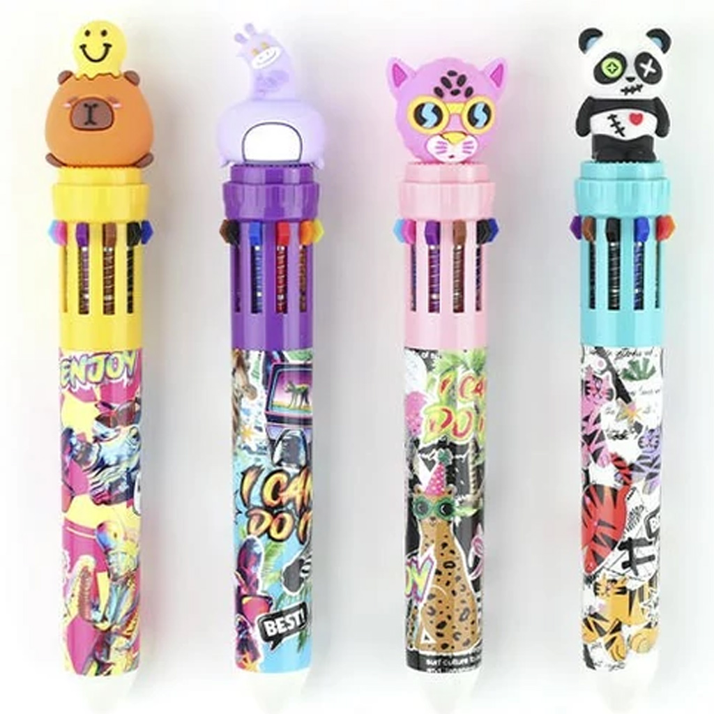 Nebulo: 10 színű golyóstoll vicces állatok dizájn többféle 1db