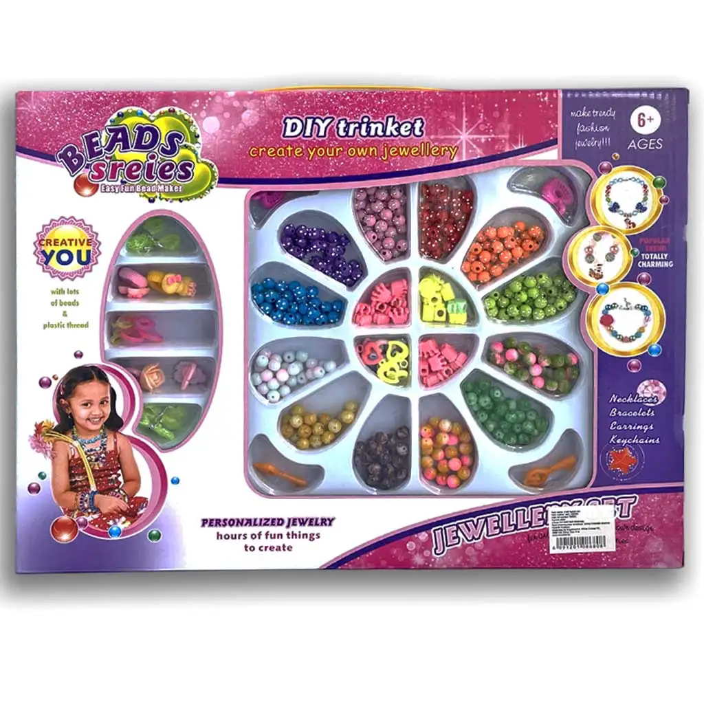 Beads Series: Ékszerkészítő szett gyöngyökkel, hajgumival és medállal 200+ gyönggyel