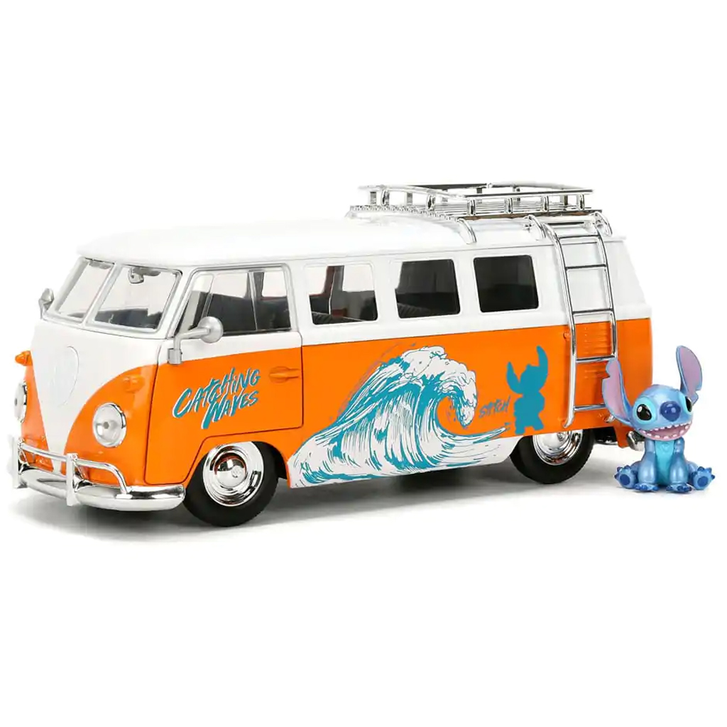 Disney Stitch – 1961 Volkswagen Busz kisautó Stitch figurával 1/24 - Jada Toys kép 2