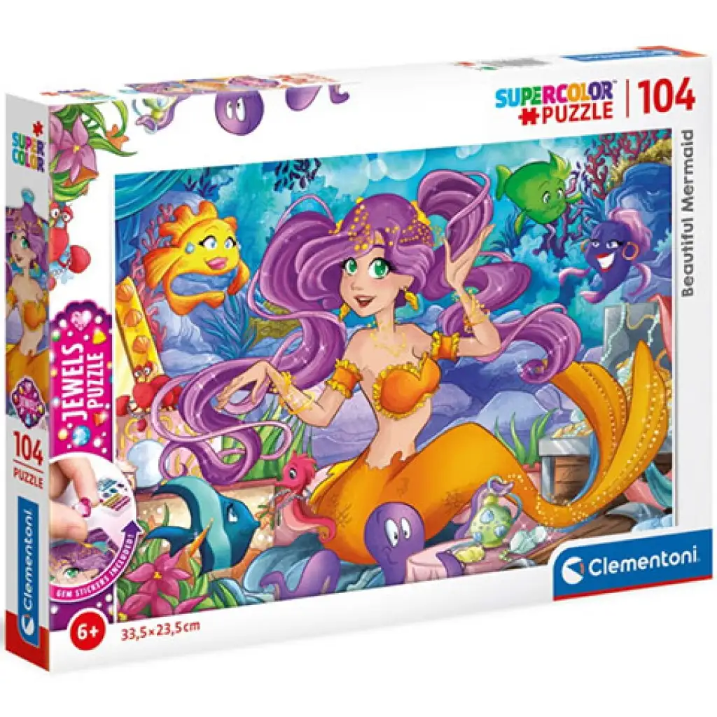 Gyönyörű Sellő Supercolor ékszer-puzzle 104db-os - Clementoni