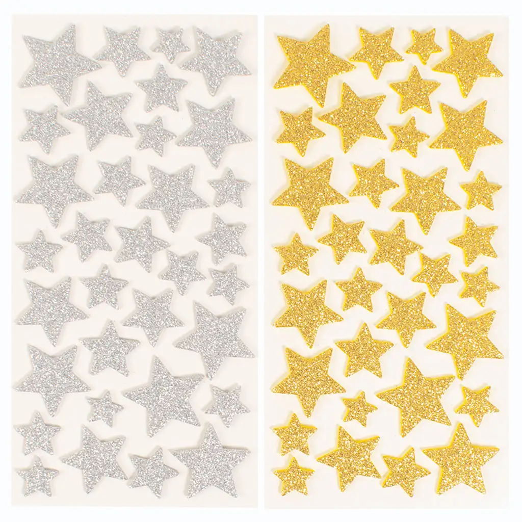 PlayBox: Csillámos arany és ezüst csillag matrica szett 132db-os