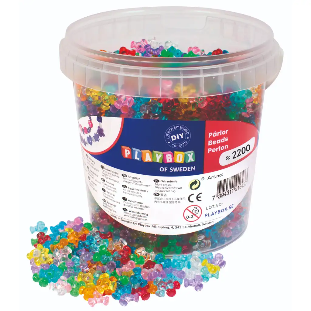 PlayBox: Műanyag színes és átlátszó gyöngy szett 2200 db-os