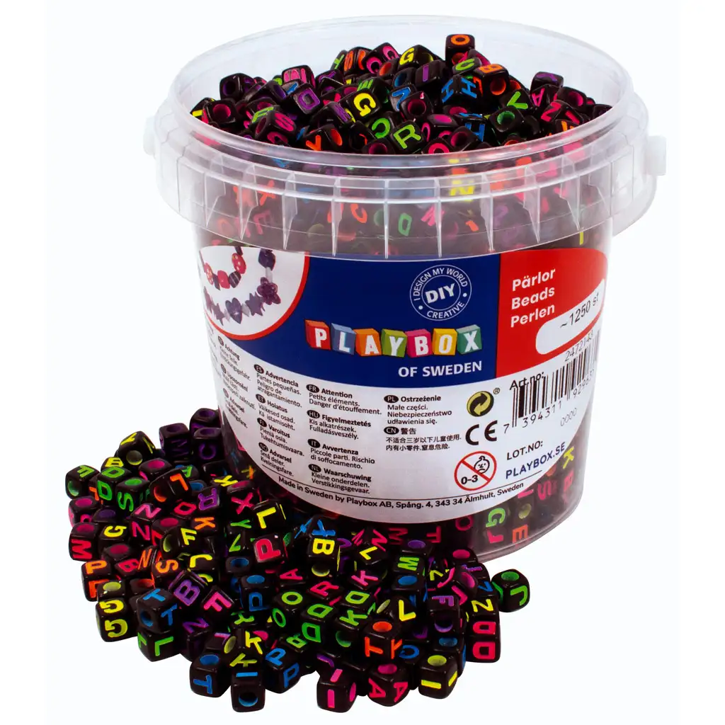 PlayBox: Fekete neon betűs gyöngy szett 1250 db-os