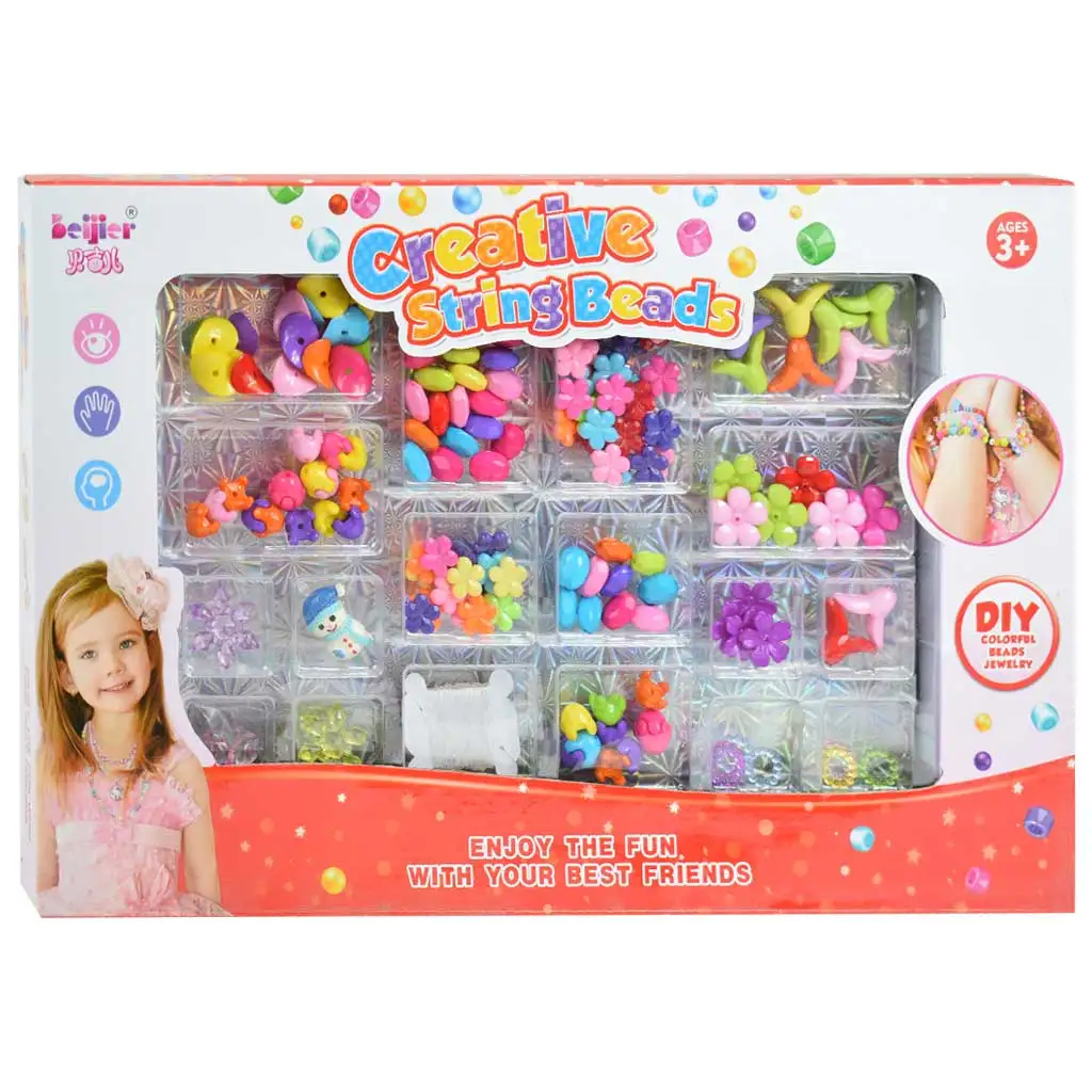 Creative StringBeads: Ékszerkészítő gyöngy szett 200+ színes gyöngyökkel és hóember medállal
