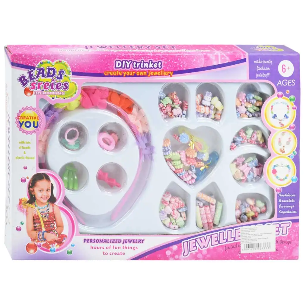 Beads Series: Ékszerkészítő gyöngy szett 200+ színes, betűs gyöngyökkel és hajpánttal