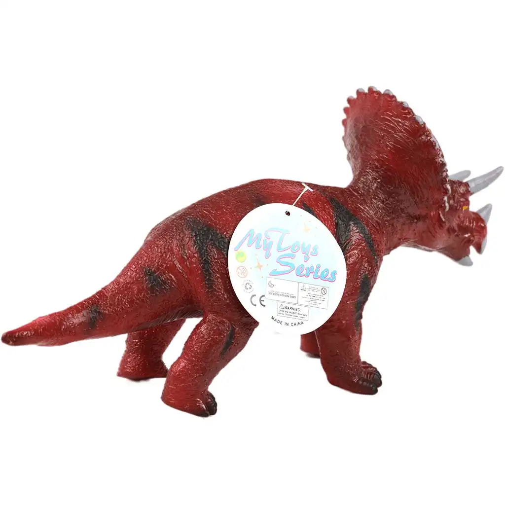 Dino World: Vinyl anyagú hangot adó Triceratops dinoszaurusz figura pamut töltéssel 35cm kép 2