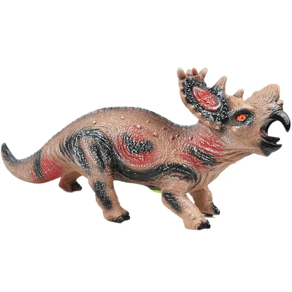 Dino World: Vinyl anyagú hangot adó Styracosaurus dinoszaurusz figura pamut töltéssel 35cm kép 2