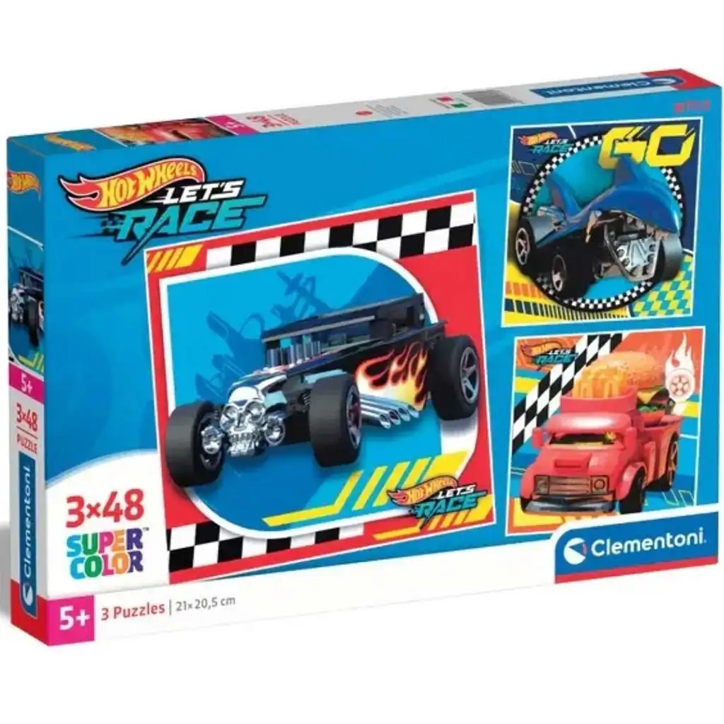 Hotwheels 3x48db-os Supercolor puzzle - Clementoni