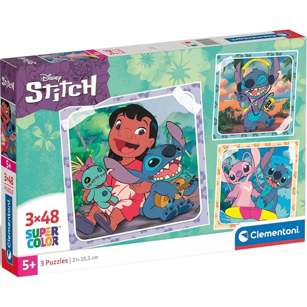 Disney Stitch 3x48db-os Supercolor puzzle - Clementoni