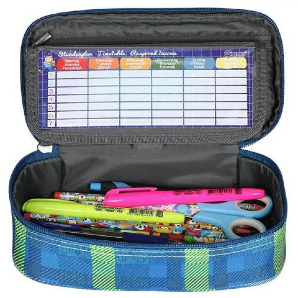 Spirit: My Bag kék kockás ovális tolltartó 23x10cm kép 2