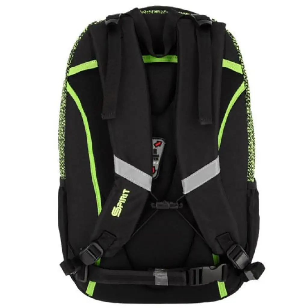 Spirit: Campus zöld-fekete lekerekített iskolatáska, hátizsák 46x32x19cm kép 3