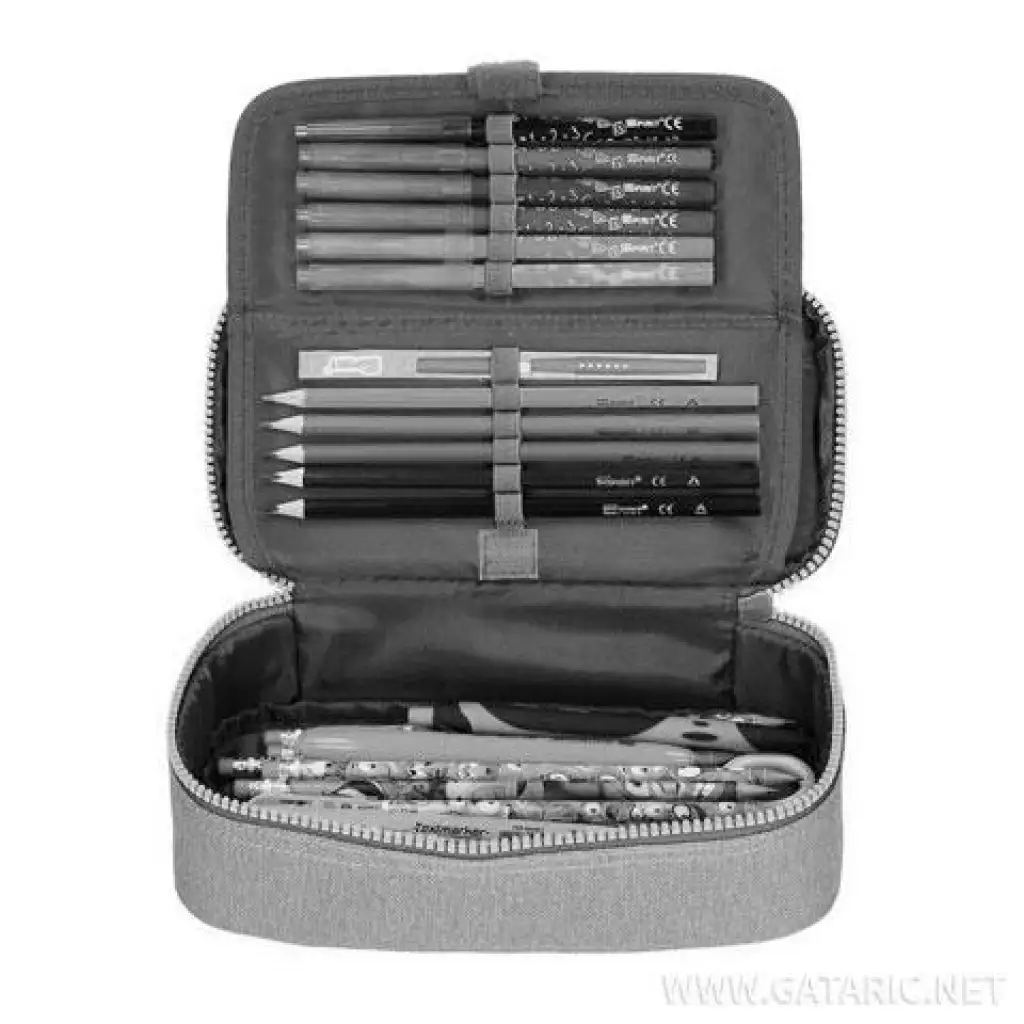 Spirit: My Bag világosszürke ovális tolltartó rózsaszín cipzárral 23x10cm kép 2