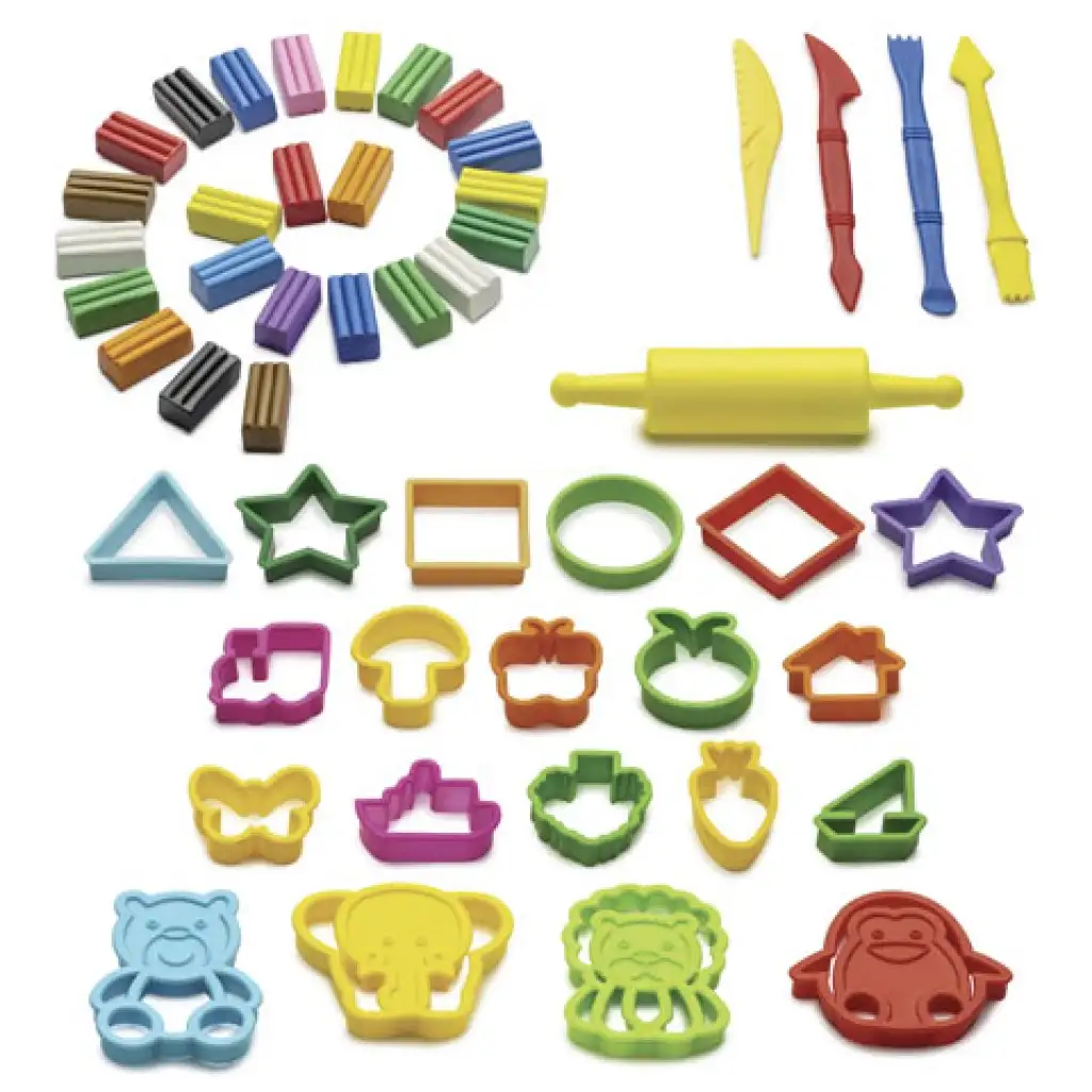 Színes 50 db-os modellező gyurma szett kiegészítőkkel - Carioca kép 2