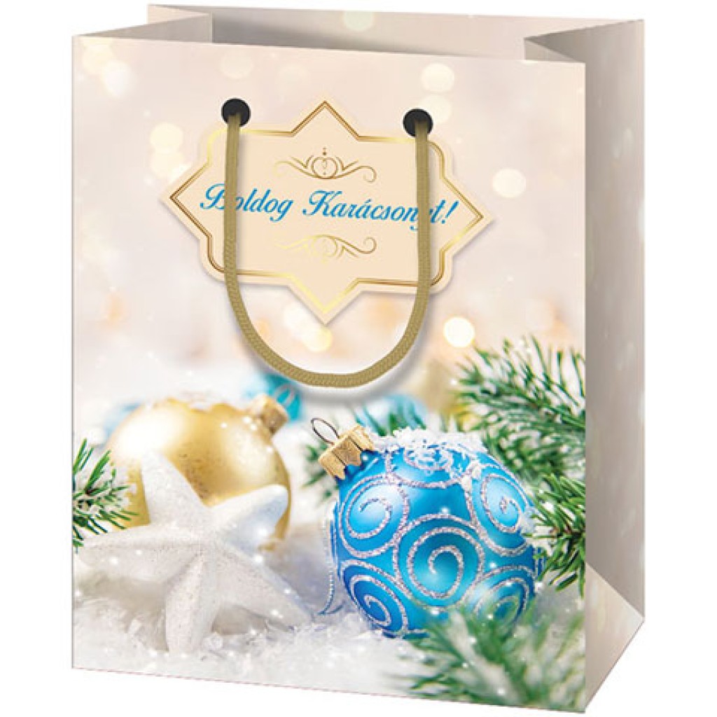 Boldog karácsonyt, díszes gigant méretű ajándéktáska 40x56x20cm