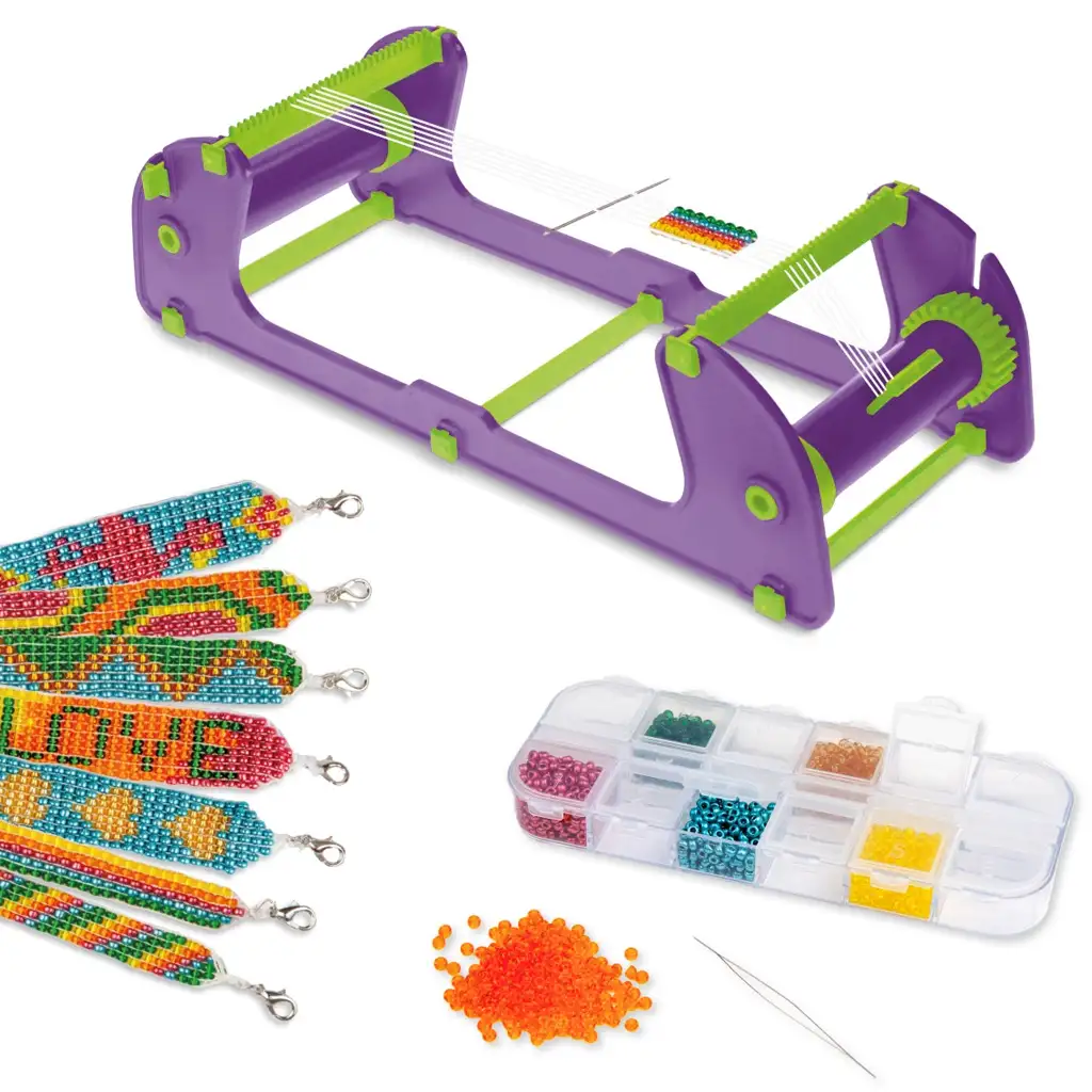 LENA: DIY gyöngyfűző karkötőkészítő szett szövőgéppel és 2000 gyönggyel kép 2