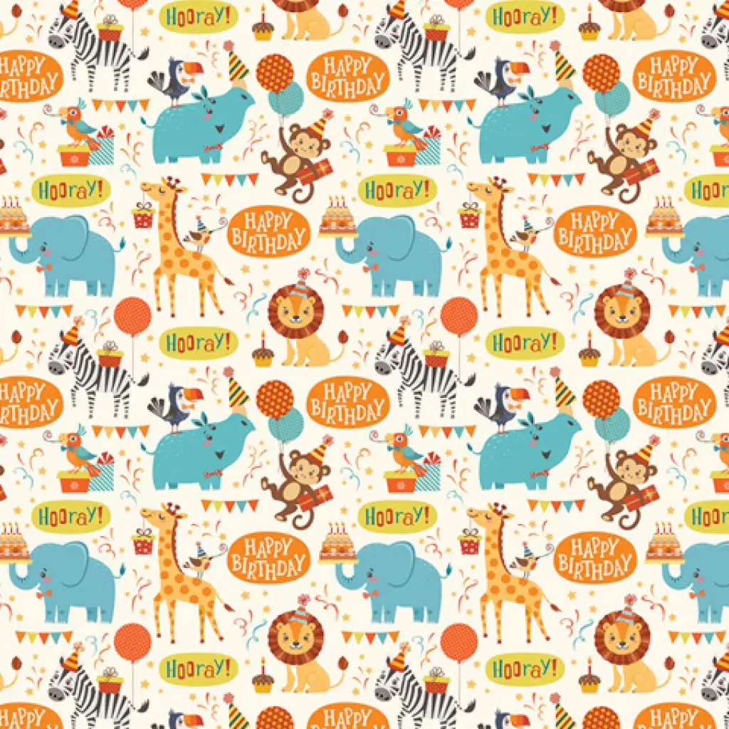 Boldog Születésnapot! Dzsungel állatos csomagolópapír 100x70cm
