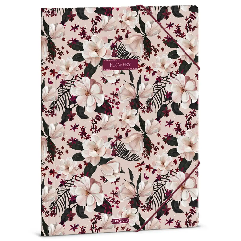 Ars Una: Flowery Pink virágos gumis mappa A/4