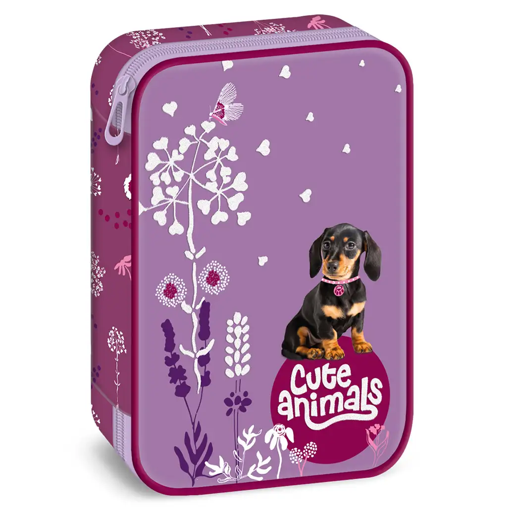 Ars Una: Cute Animals - Puppy tacskó mintás többszintes tolltartó 15,5x22,5x4,5cm