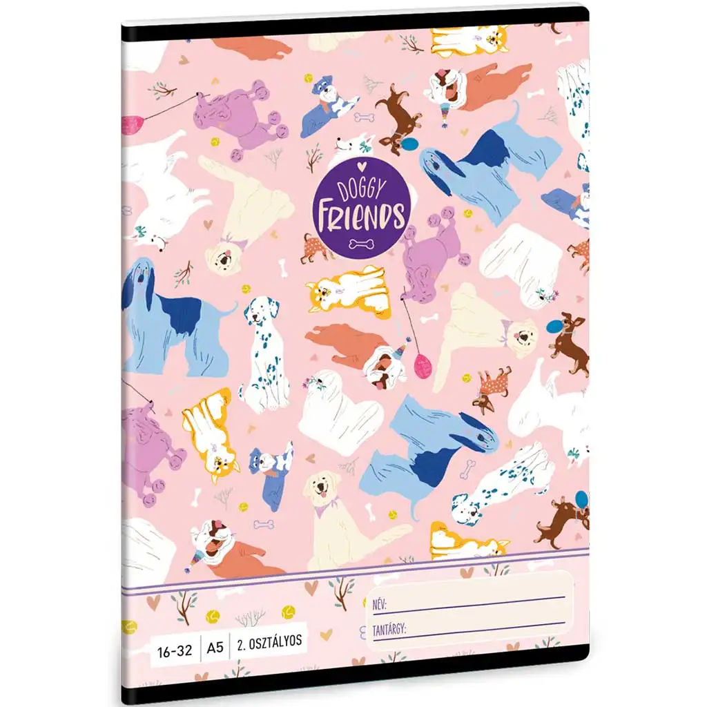 Ars Una: Doggy Friends - kutyusos 2. osztályos vonalas füzet 32 lapos A/5