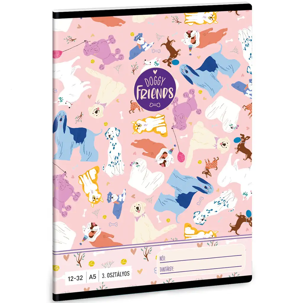 Ars Una: Doggy Friends - kutyusos 3. osztályos vonalas füzet 32 lapos A/5