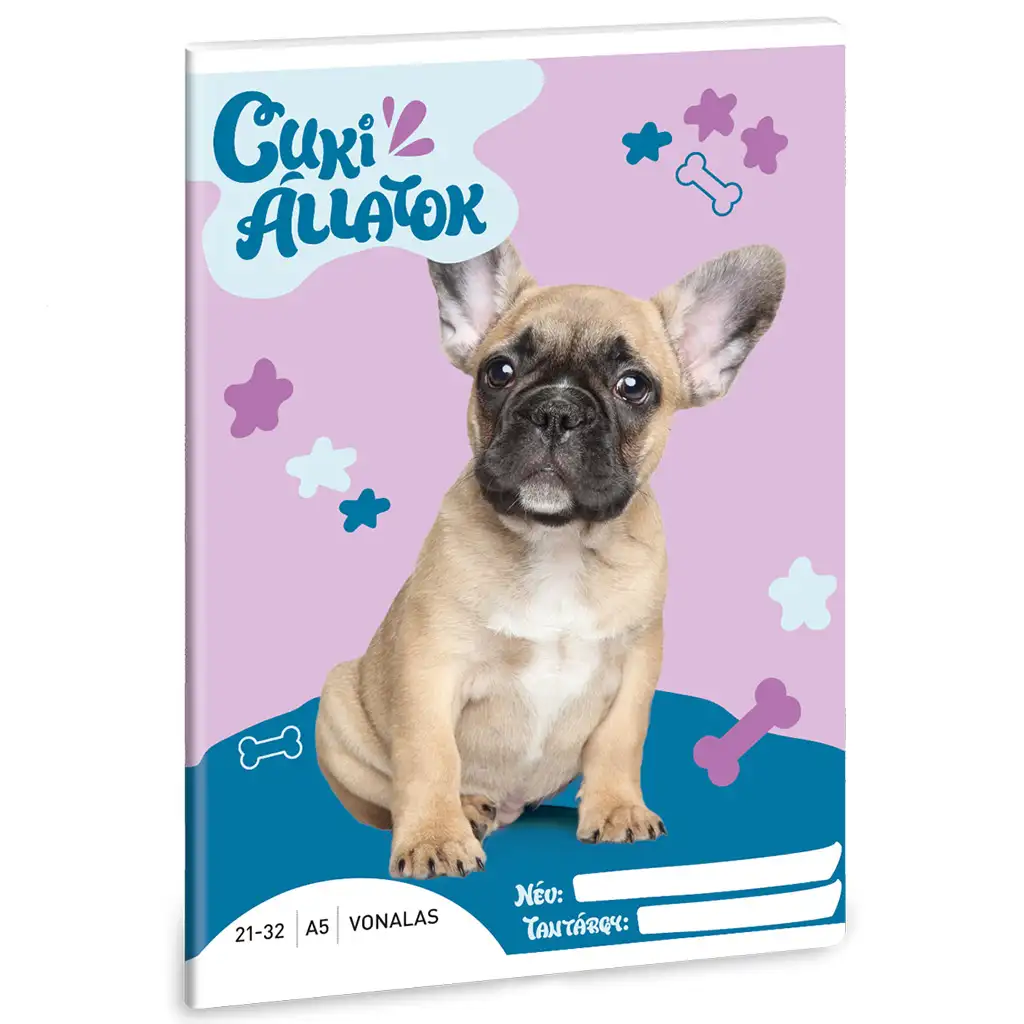 Ars Una: Cuki állatok - Francia bulldog vonalas füzet A/5
