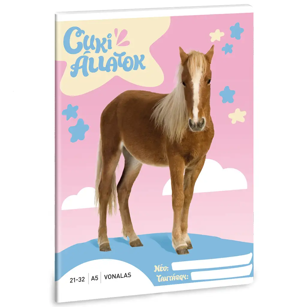 Ars Una: Cuki állatok - Palomino Póni vonalas füzet A/5