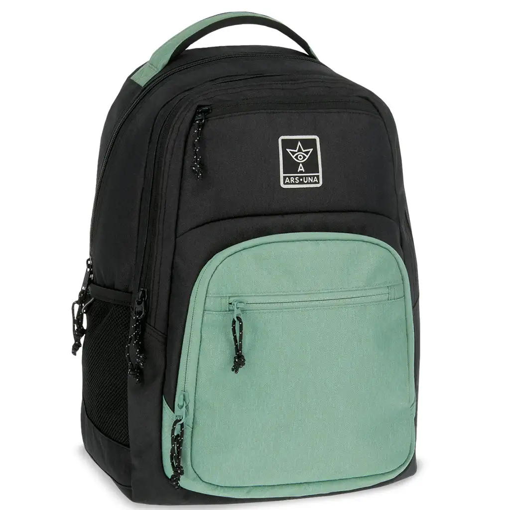 Ars Una: Celtic mentazöld-fekete AU-5 iskolatáska, hátizsák 33x49x23cm
