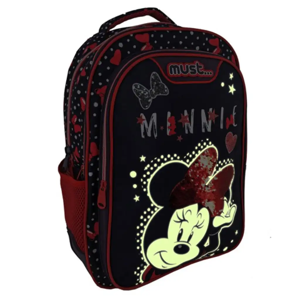 Must: Minnie egeres sötétkék-piros iskolatáska, hátizsák 32x18x43cm kép 3