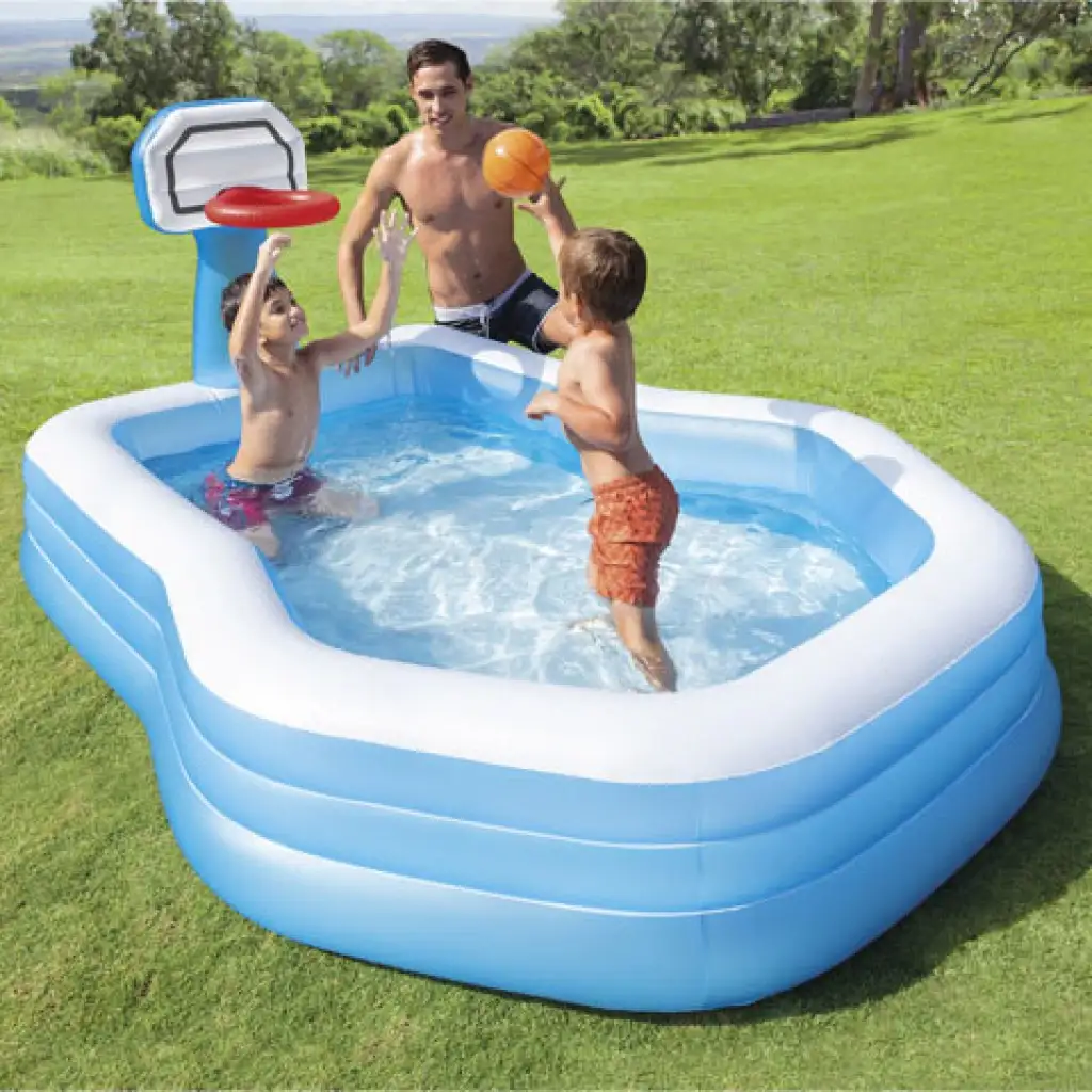Családi medence kosárpalánkkal 257x188x130cm kép 2