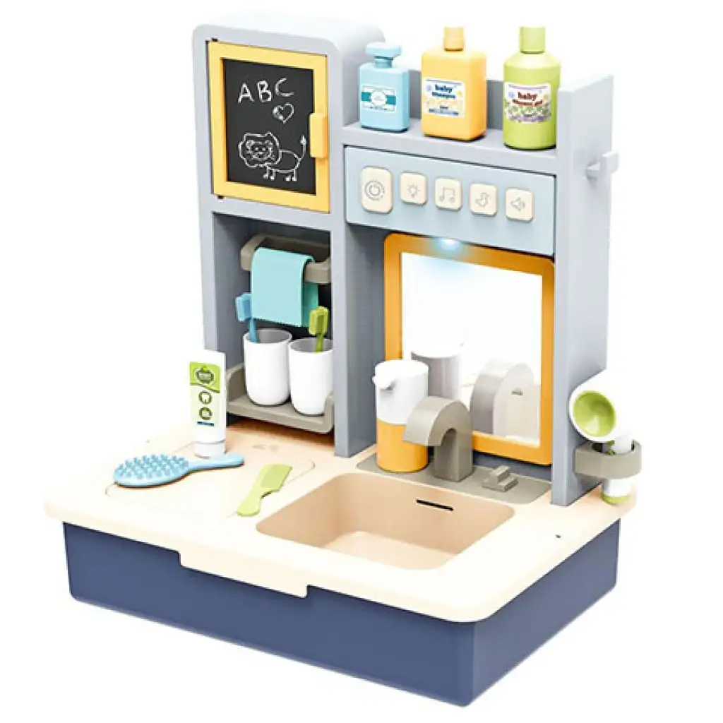 Fürdőszoba mosdó kék színben fénnyel és hanggal 16 db-os szett kép 2