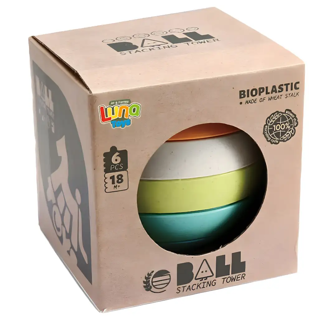 Labda 6db-os toronyépítő játék 12cm kép 4