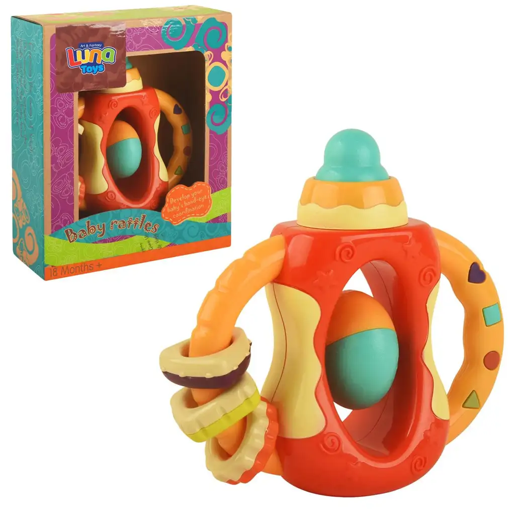 Cumisüveg alakú többfunkciós bébi csörgő 15x16cm