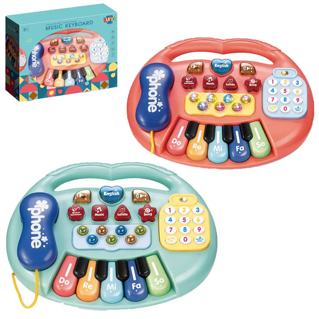 Elektromos bébi zongora fénnyelé és hanggal, kétféle változatban 1db