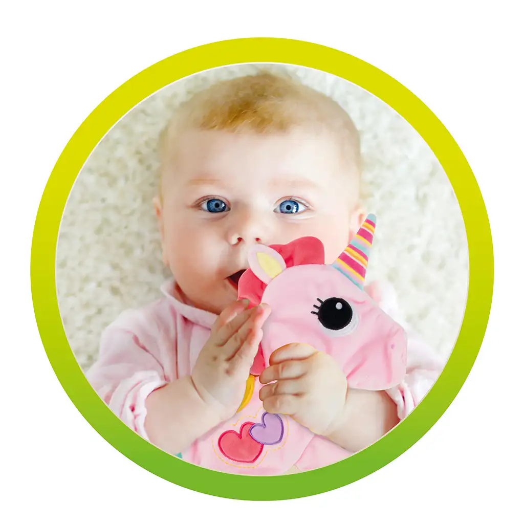 Little Stars: Unikornisos rágókás, csörgős nyálkendő kép 4