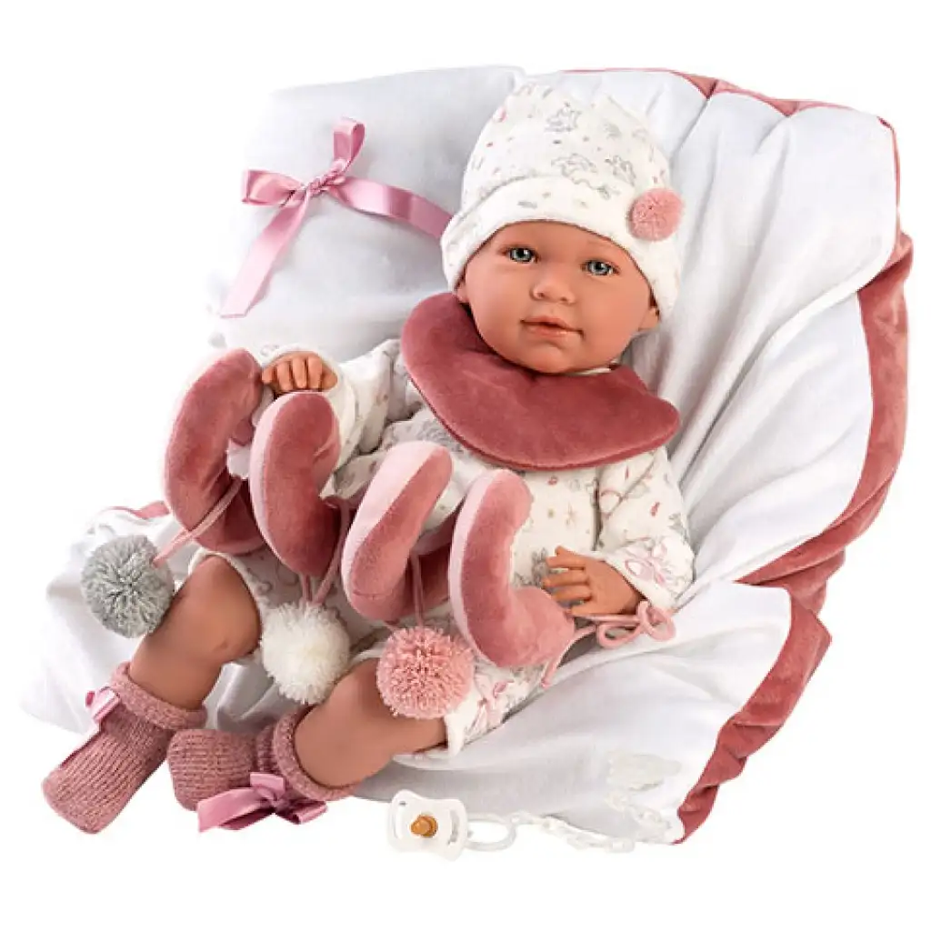 Llorens: Mimi újszülött 40cm-es síró kislány baba ággyal