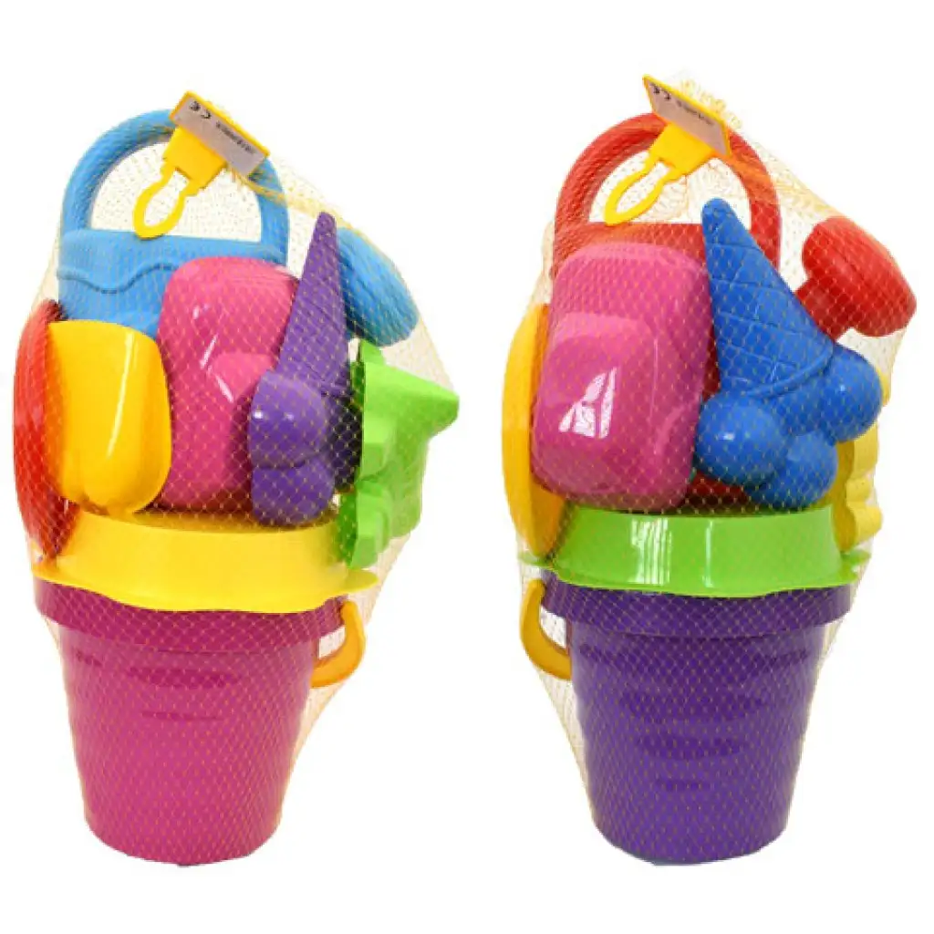 Nagy homokozó szett hullámos vödörrel 10 részes - D-Toys kép 3