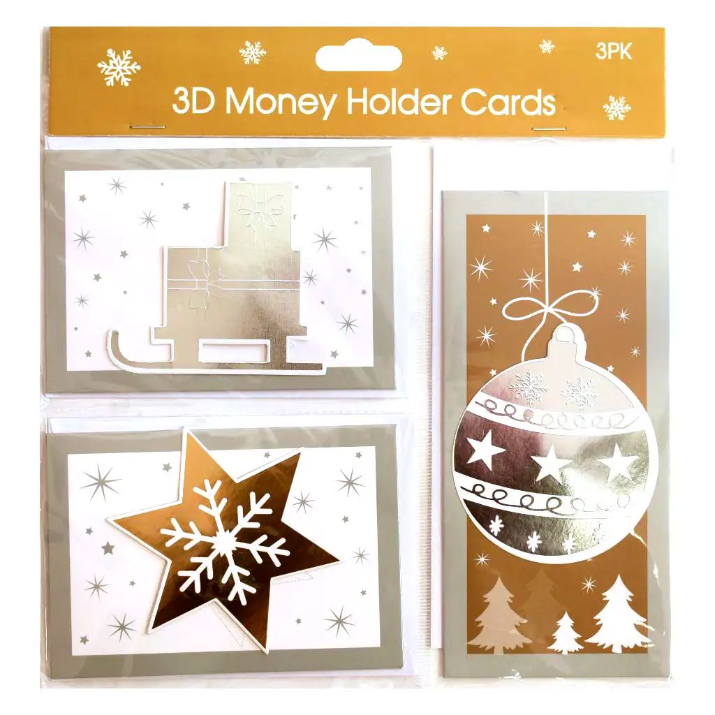 Karácsonyi 3D-s üdvözlőkártya szett borítékkal 3db-os többféle változatban kép 3