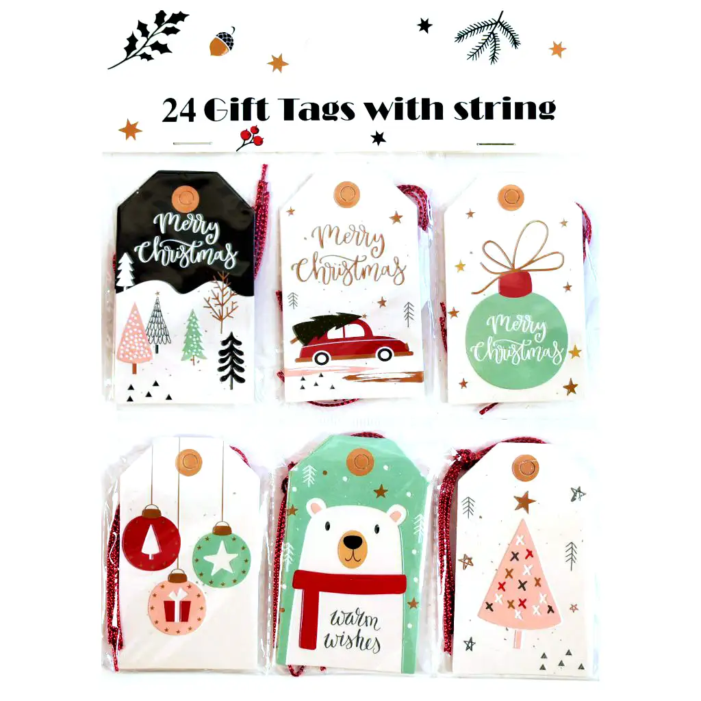 Karácsonyi 24db-os ajándékcímke szett többféle változatban kép 3