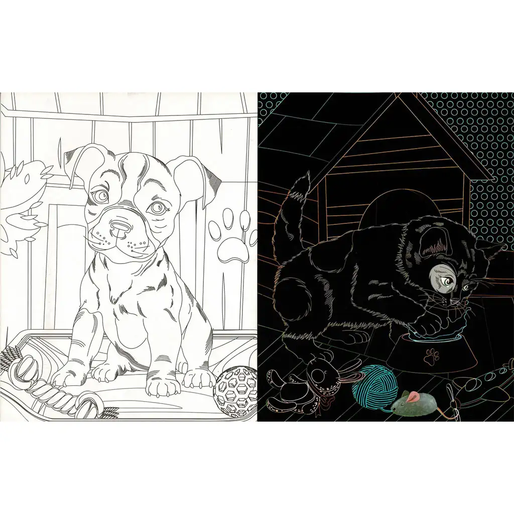 Rejtőzködő kedvencek - Kifestőfüzet kaparós és színezős oldalakkal kép 2