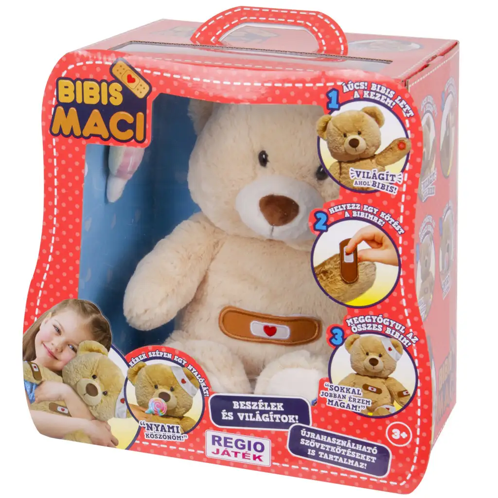 Bibis Maci plüss mackó fénnyel és hanggal