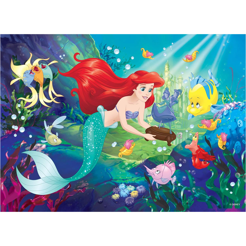 Ariel a kis hableány 2 az 1-ben 60db-os puzzle és színező 50x35cm - Lisciani kép 2