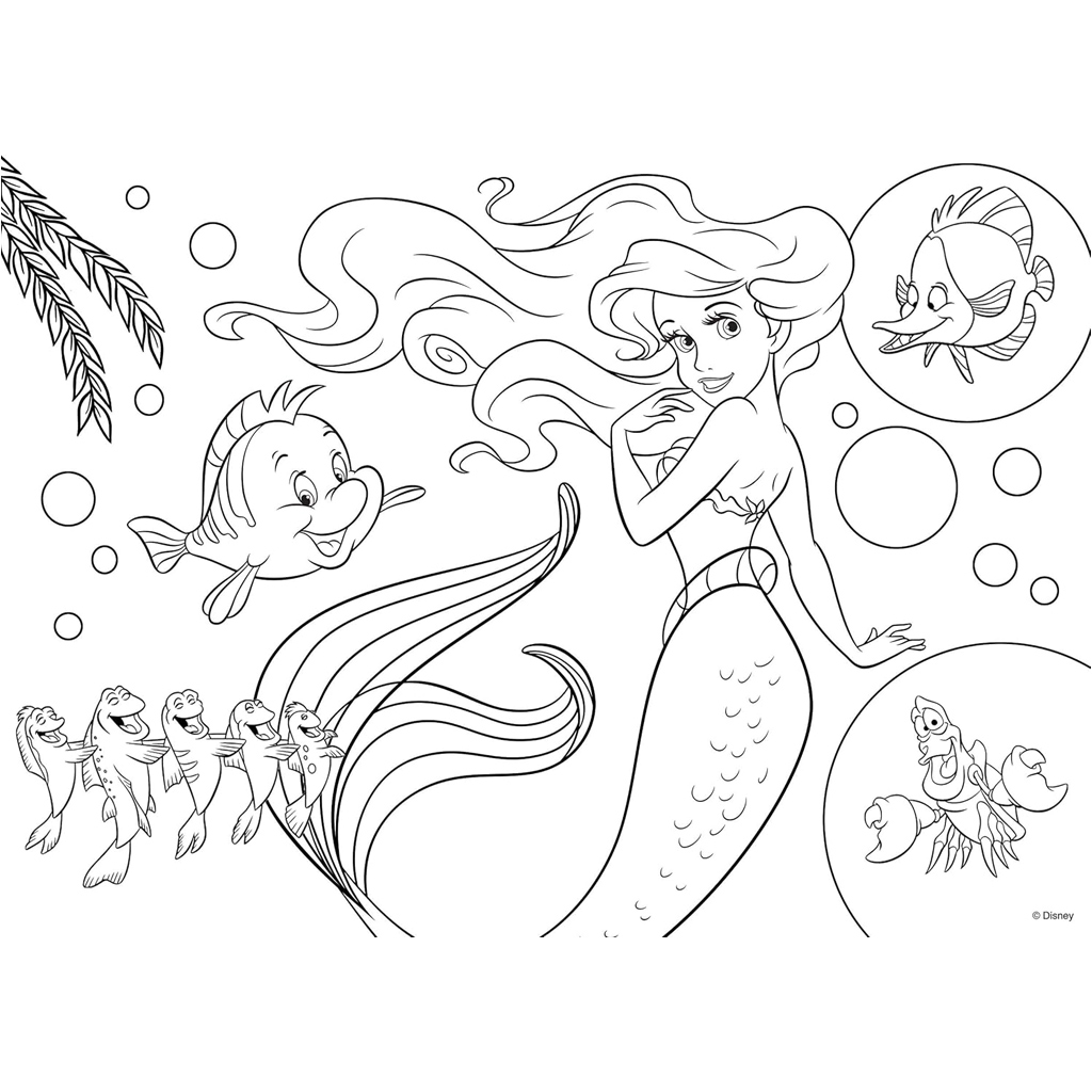 Ariel a kis hableány 2 az 1-ben 60db-os puzzle és színező 50x35cm - Lisciani kép 3