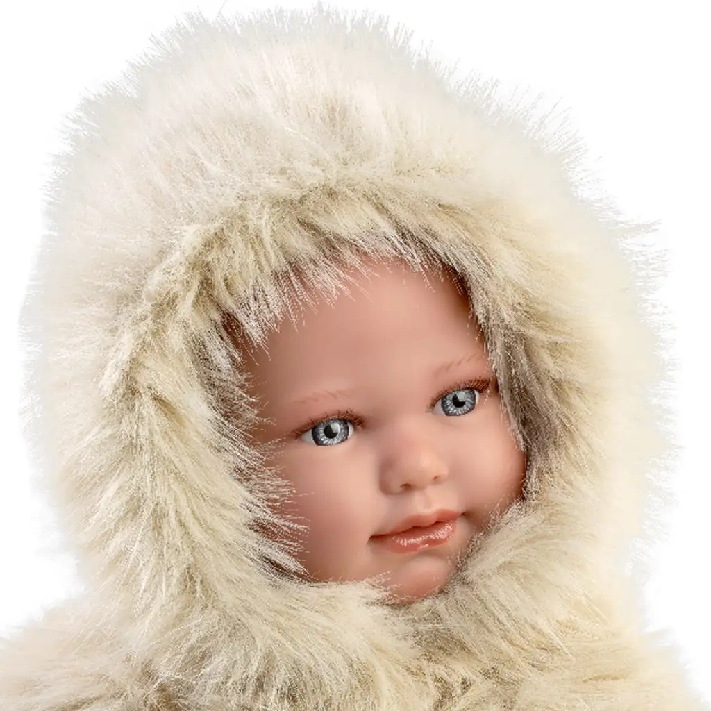 Llorens: Alicia 45cm-es síró baba cumival bársony bundában kép 4