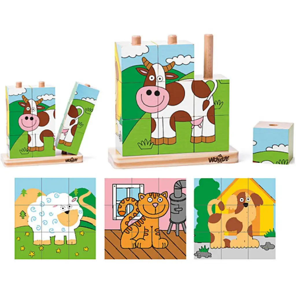 Állatos fa kockakirakó játék kép 2