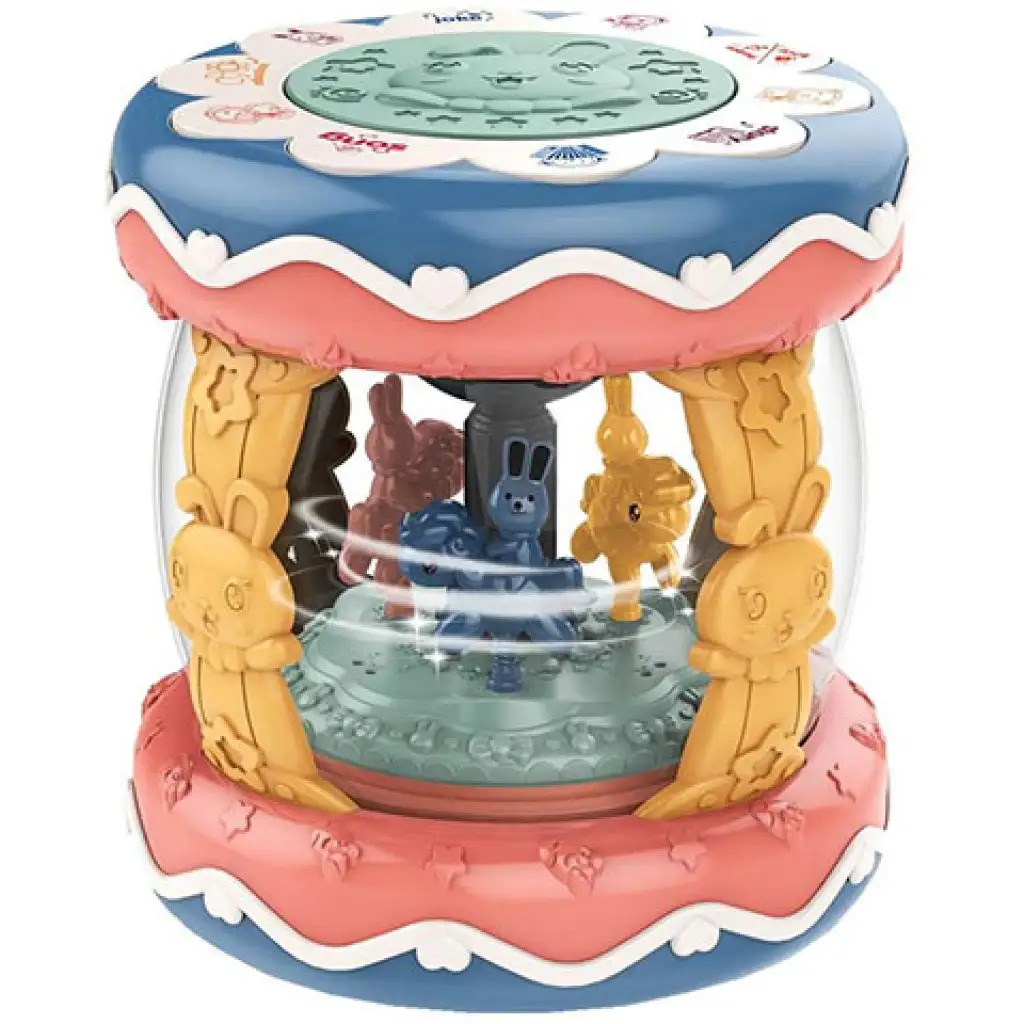 Állatos zenélő körhinta bébi játék kép 2