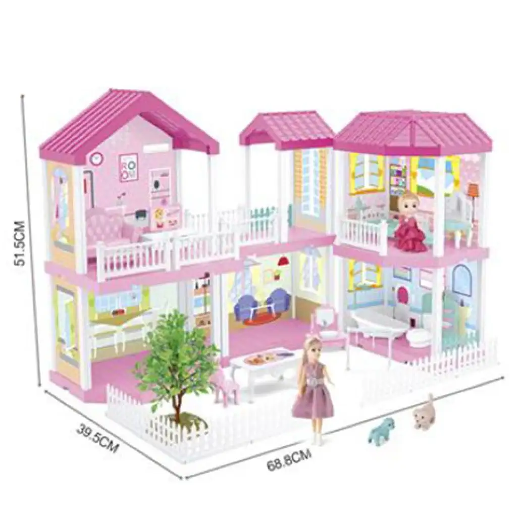 Álom villa játékszett bútorokkal és babákkal 68x51x39cm kép 2