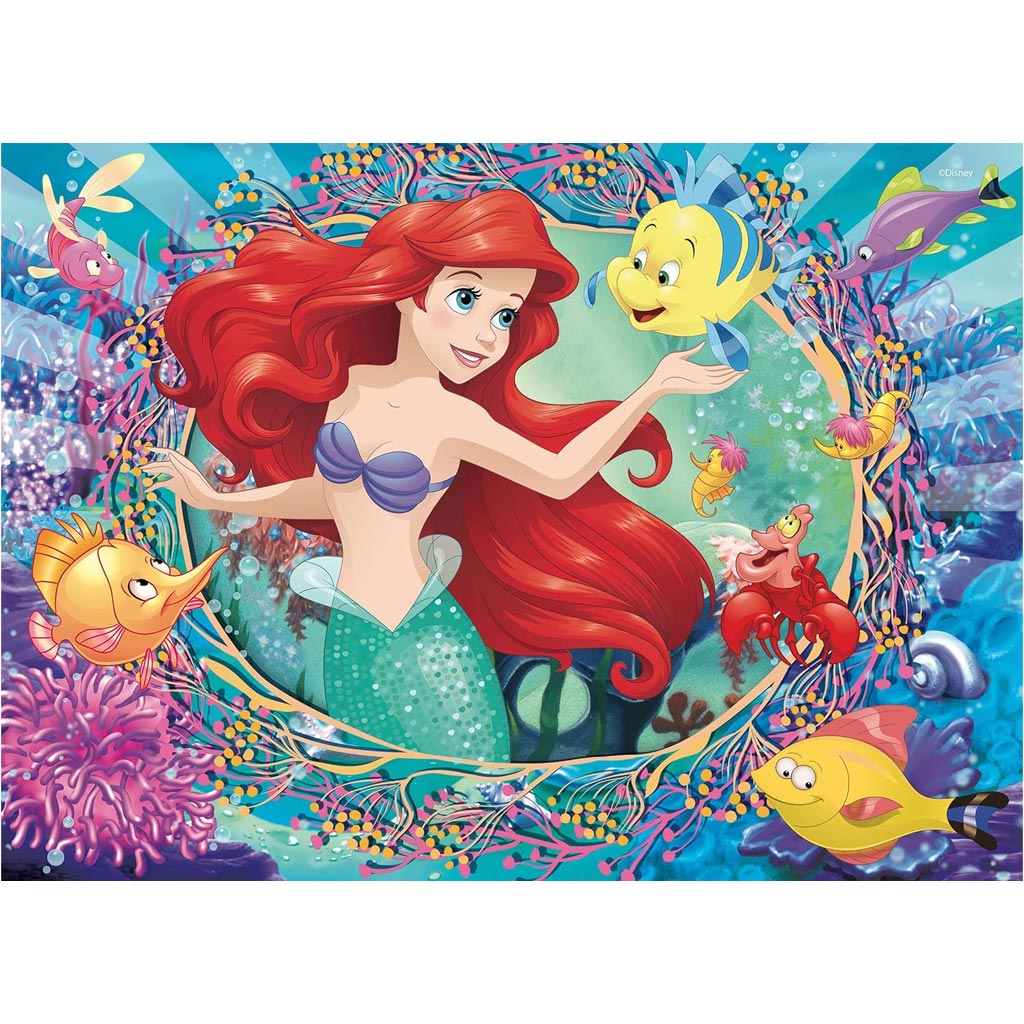 Ariel a kis hableány 2 az 1-ben 48db-os puzzle és színező 35x25cm - Lisciani kép 2