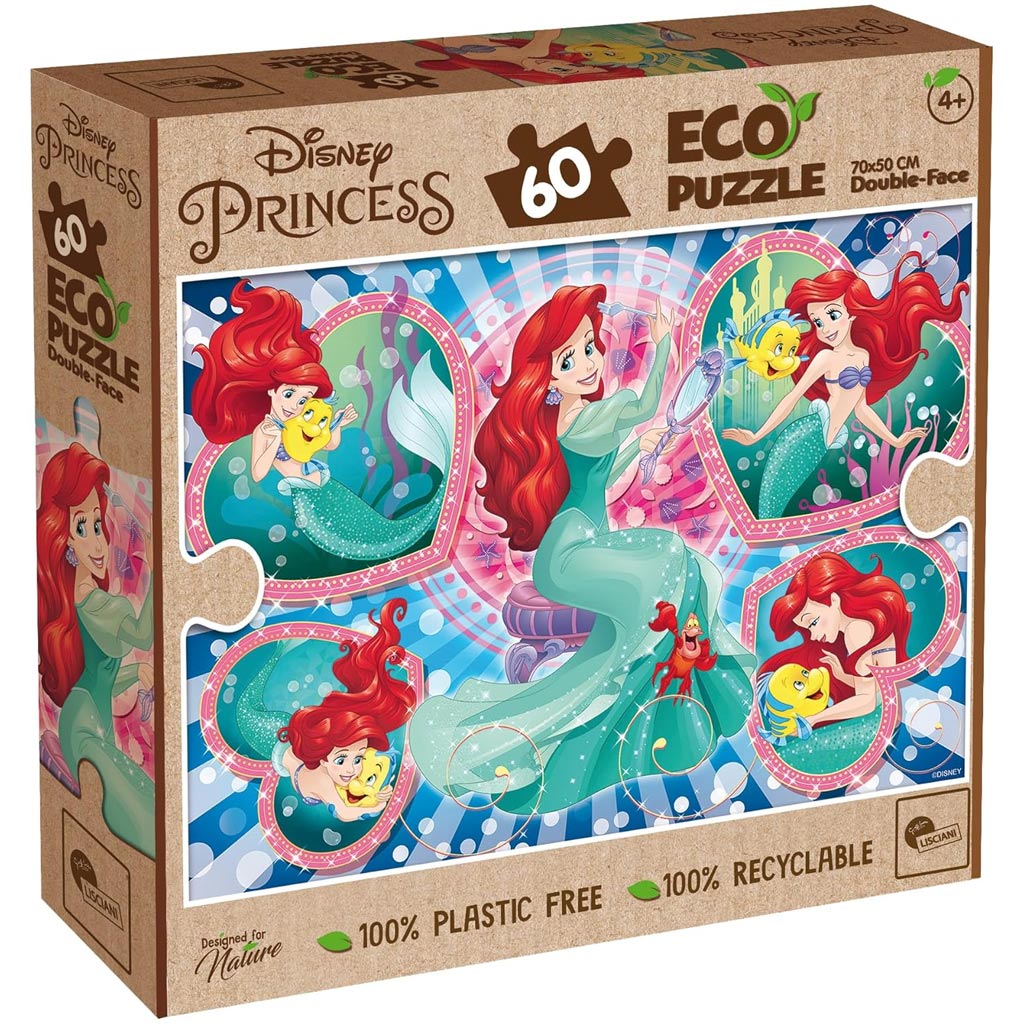 Ariel a kis hableány 2 az 1-ben 60db-os Eco puzzle és színező 70x50cm - Lisciani