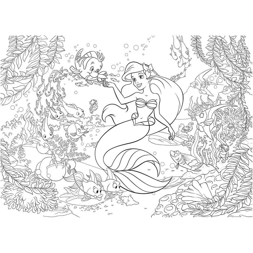Ariel a kis hableány 2 az 1-ben 108db-os puzzle és színező 50x35cm - Lisciani kép 3