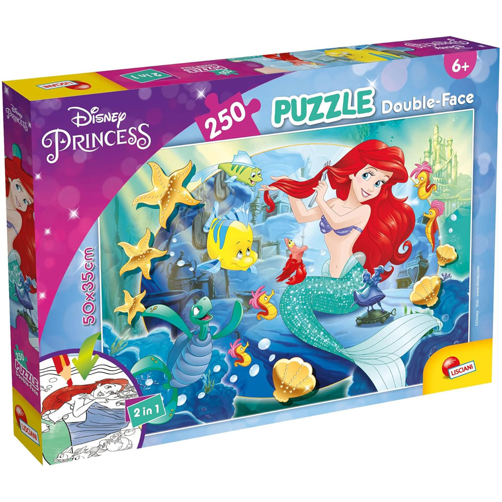 Ariel a kis hableány 2 az 1-ben 250db-os puzzle és színező 50x35cm - Lisciani